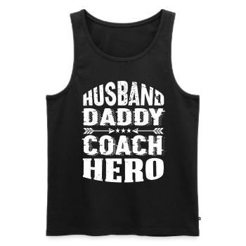 Mari Papa Coach Héros - Débardeur bio Premium Homme - noir - Devant - Michal (187cm)