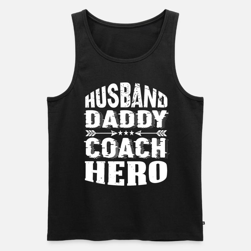 Husband Daddy Coach Hero - Männer Premium Bio Tank Top - Schwarz