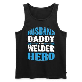 Husband Daddy Welder Hero - Men's Premium Organic Tank Top - black - Front - Michal (187cm)