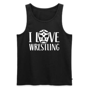 I Love Wrestling Wrestling Wrestling Wrestling - Men's Premium Organic Tank Top - black - Front - AI Model Male 178 light (178cm)