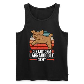 Die mit dem Labradoodle Australian Labradoodle - Männer Premium Bio Tank Top - Schwarz - Vorne - Michal (187cm)