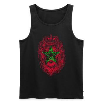 Lion marocain Maroc Marocain - Débardeur bio Premium Homme - noir - Devant - AI Model Male 178 light (178cm)