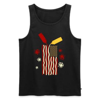 USA Flag Ketchup Mayonnaise Grill BBQ Burger - Men's Premium Organic Tank Top - black - Front - AI Model Male 178 light (178cm)