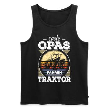 Coole Opas Opa Traktor Traktorfahrer Bauer Retro - Männer Premium Bio Tank Top - Schwarz - Vorne - AI Model Male 178 light (178cm)