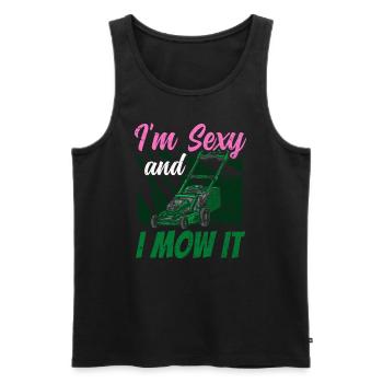 Lawn Mowing Lawn Lawn Mower Grass - Men's Premium Organic Tank Top - black - Front - Michal (187cm)