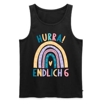 6 Jahre Geburtstagskind Regenbogen 6. Geburtstag - Männer Premium Bio Tank Top - Schwarz - Vorne - Michal (187cm)