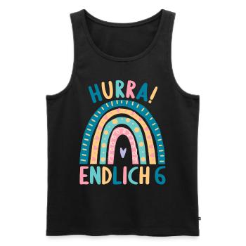 6 Jahre Geburtstagskind Regenbogen 6. Geburtstag - Männer Premium Bio Tank Top - Schwarz - Vorne - Michal (187cm)
