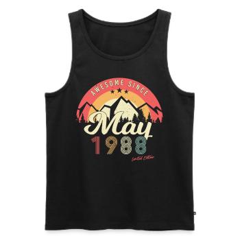 1988 May Birthday Greeting - Men's Premium Organic Tank Top - black - Front - AI Model Male 178 light (178cm)
