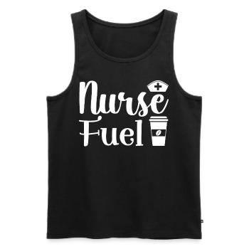 Nurse Fuel Coffee Cappuccino - Männer Premium Bio Tank Top - Schwarz - Vorne - AI Model Male 178 light (178cm)