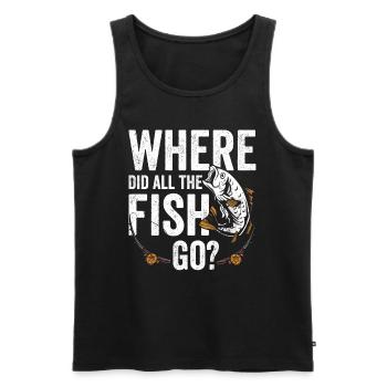 Wo Sind Die Ganzen Fische Hin? Fischen Fischer - Männer Premium Bio Tank Top - Schwarz - Vorne - Michal (187cm)