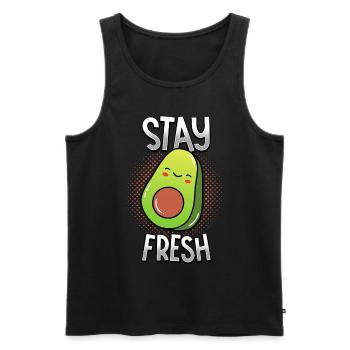 Avocado - Stay Fresh - Tanzendes Gemüse - Männer Premium Bio Tank Top - Schwarz - Vorne - AI Model Male 178 light (178cm)