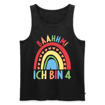 4 Jahre Geburtstagskind Regenbogen 4. Geburtstag - Männer Premium Bio Tank Top - Schwarz - Vorne - Michal (187cm)