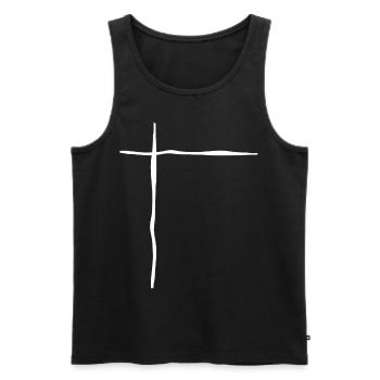Lignes blanches - Débardeur bio Premium Homme - noir - Devant - AI Model Male 178 light (178cm)