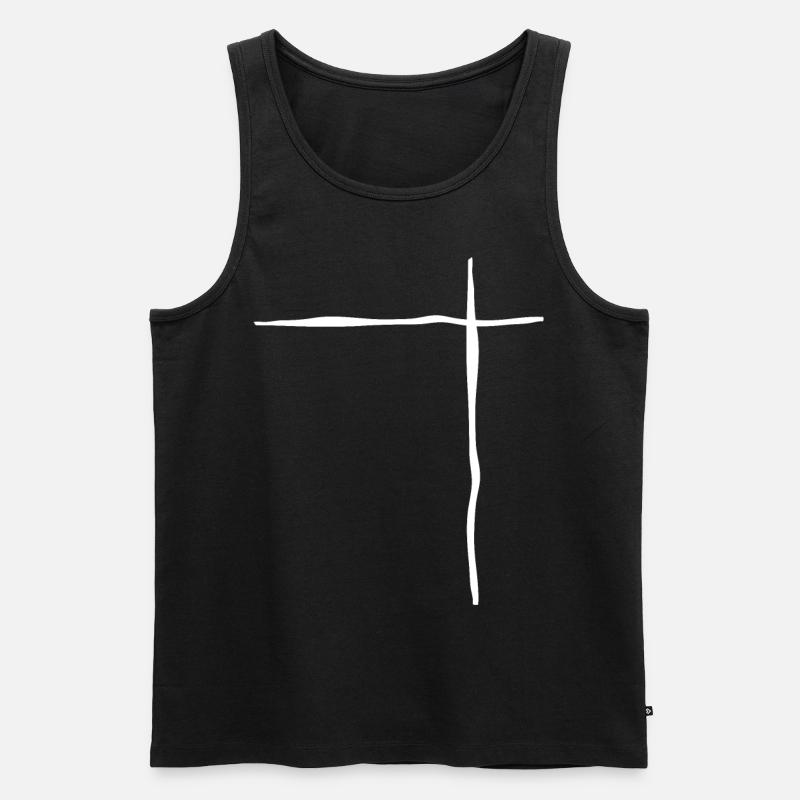 Lignes blanches Ondulées - Débardeur bio Premium Homme - noir