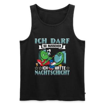 Nachtschicht Ich darf so aussehen - Männer Premium Bio Tank Top - Schwarz - Vorne - Michal (187cm)