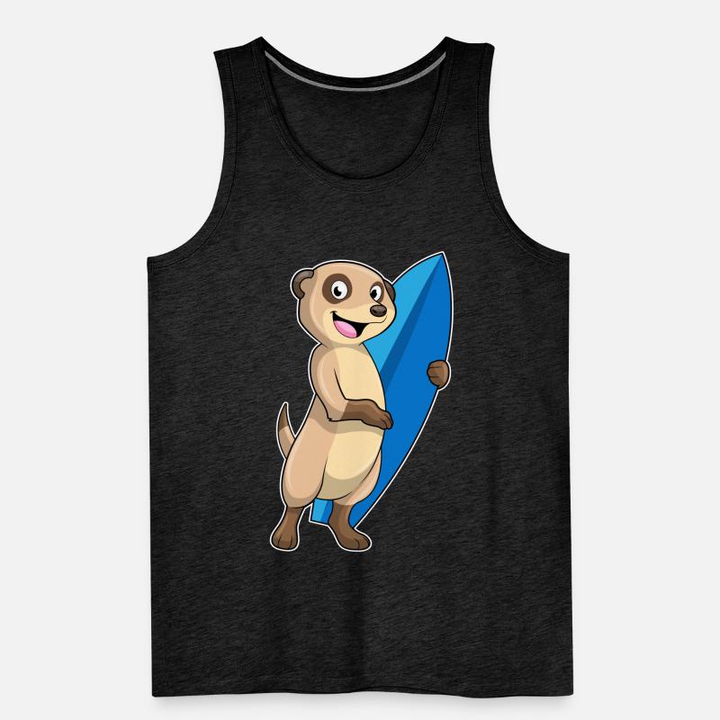 Erdmännchen als Surfer mit Surfbrett Männer Premium Bio Tank Top