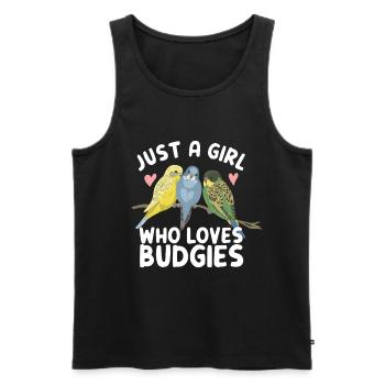 just a girl who loves budgies budgies budgie saying - Men's Premium Organic Tank Top - black - Front - AI Model Male 178 light (178cm)
