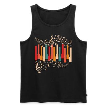 Musicien de piano de style rétro - Débardeur bio Premium Homme - noir - Devant - AI Model Male 178 light (178cm)
