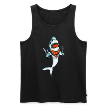Hungry Shark Funny Sea Creature Surf - Men's Premium Organic Tank Top - black - Front - Michal (187cm)