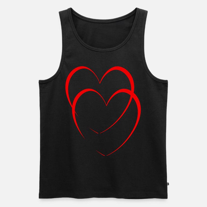 Zwei Rote Herzen - Männer Premium Bio Tank Top - Schwarz
