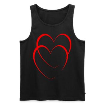 Red Hearts - Men's Premium Organic Tank Top - black - Front - AI Model Male 178 light (178cm)