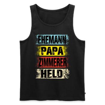 Ehemann Papa Zimmerer Held - Männer Premium Bio Tank Top - Schwarz - Vorne - Michal (187cm)