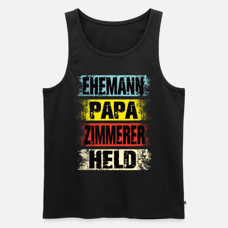 Ehemann Papa Zimmerer Held - Männer Premium Bio Tank Top - Schwarz