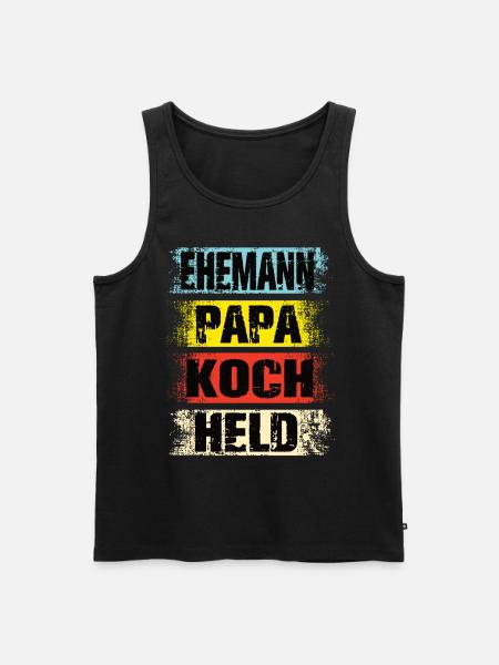 Ehemann Papa Koch Held - Männer Premium Bio Tank Top - Schwarz