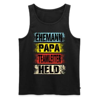 Ehemann Papa Teamleiter Held - Männer Premium Bio Tank Top - Schwarz - Vorne - Michal (187cm)