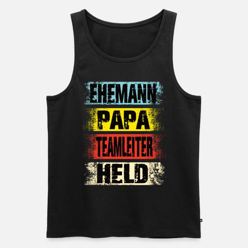 Ehemann Papa Teamleiter Held - Männer Premium Bio Tank Top - Schwarz
