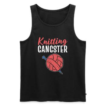 Knitting Gangster Funny Gangster Quotes Knitting - Men's Premium Organic Tank Top - black - Front - AI Model Male 178 light (178cm)