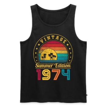 Summer Edition 1974 Geburtstag Jahrgang 1974 Retro - Männer Premium Bio Tank Top - Schwarz - Vorne - Michal (187cm)