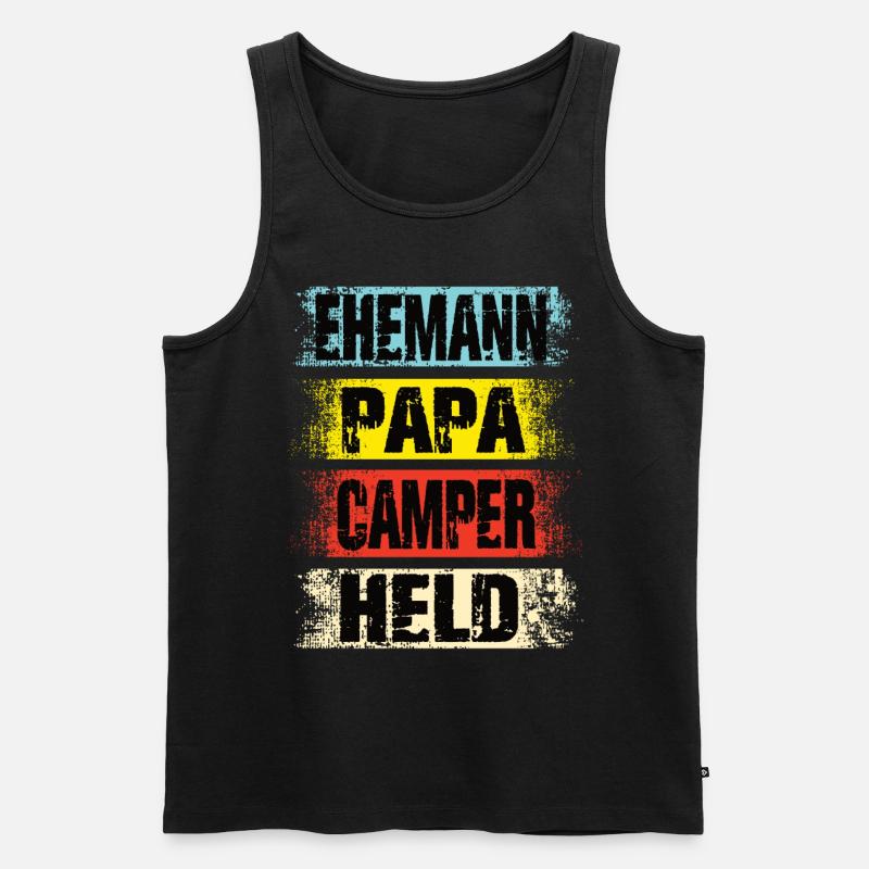Ehemann Papa Camper Held - Männer Premium Bio Tank Top - Schwarz