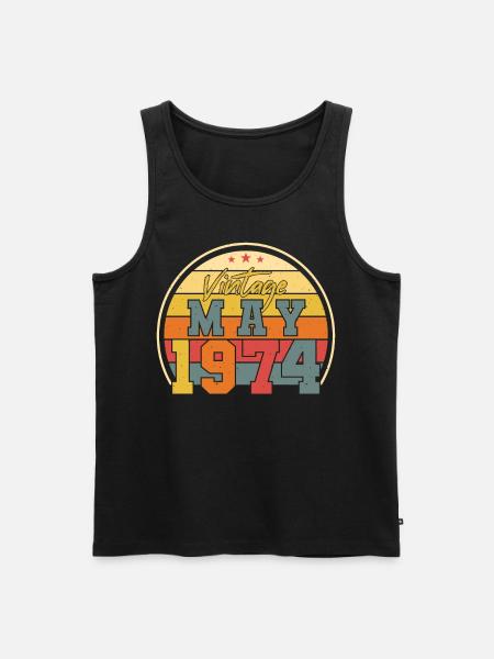 Birthday greeting 1974 May - Men's Premium Organic Tank Top - black