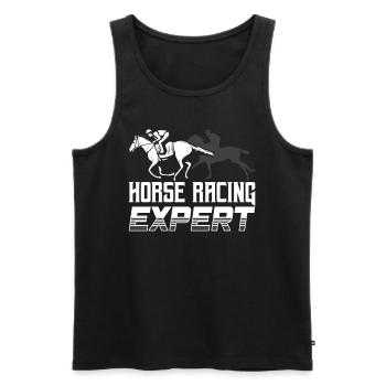 Expert pour les chevaux de course de chevaux Hippodrome Chevaux - Débardeur bio Premium Homme - noir - Devant - AI Model Male 178 light (178cm)