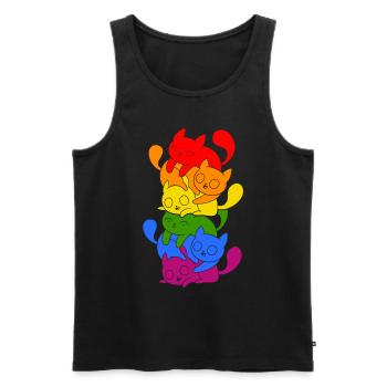 Chat de couleur Lgbt, Lesbiennes, Gays, Lgbtq fiers, - Débardeur bio Premium Homme - noir - Devant - Michal (187cm)