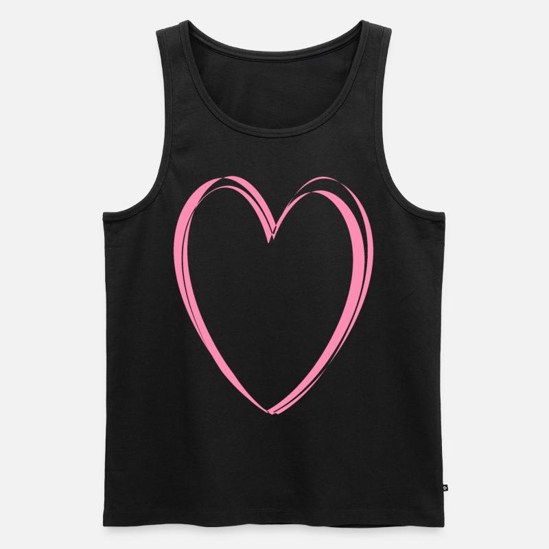Rosa Herz - Männer Premium Bio Tank Top - Schwarz