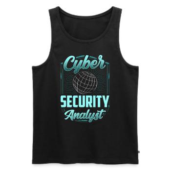 Analyste en cybersécurité Hack Hacker Sécurité informatique - Débardeur bio Premium Homme - noir - Devant - AI Model Male 178 light (178cm)