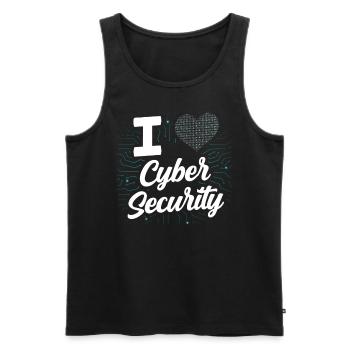 J’adore Cybersecurity Hack IT Security Hacker - Débardeur bio Premium Homme - noir - Devant - Michal (187cm)