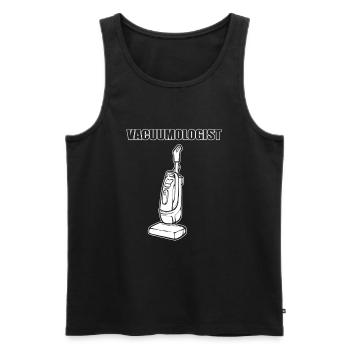 Vacuumologist Cleaning Lady - Men's Premium Organic Tank Top - black - Front - AI Model Male 178 light (178cm)