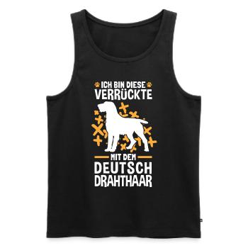 Ich bin die Verrückte mit dem Deutsch Drahthaar - Männer Premium Bio Tank Top - Schwarz - Vorne - AI Model Male 178 light (178cm)