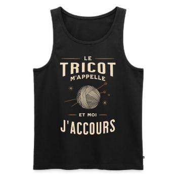 Humour fan de tricot - Débardeur bio Premium Homme - noir - Devant - Michal (187cm)