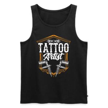 Tatoueur Tatoueur Tatouage - Débardeur bio Premium Homme - noir - Devant - AI Model Male 178 light (178cm)