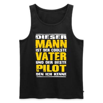 Pilot - Männer Premium Bio Tank Top - Schwarz - Vorne - Michal (187cm)