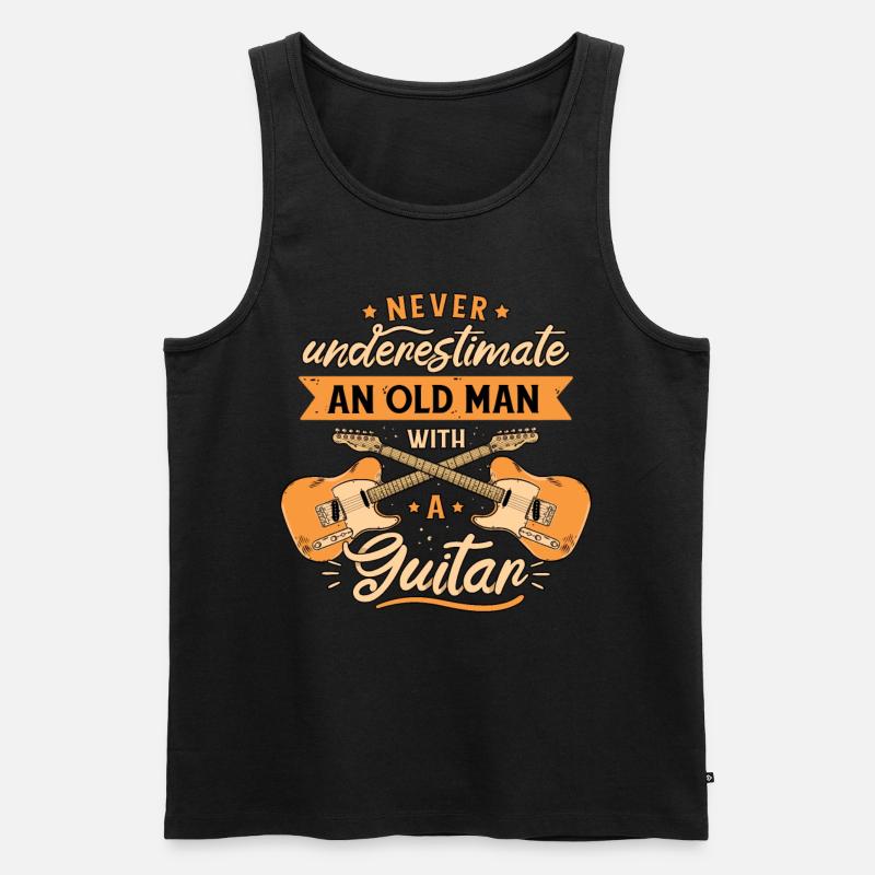 Never Underestimate An Old Man With A Guitar - Männer Premium Bio Tank Top - Schwarz