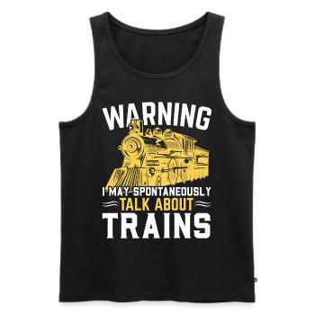 Attention je pourrais parler spontanément des trains - Débardeur bio Premium Homme - noir - Devant - AI Model Male 178 light (178cm)