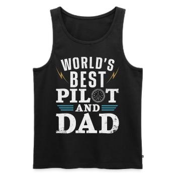 Airplane Pilot Dad Father Vintage - Men's Premium Organic Tank Top - black - Front - AI Model Male 178 light (178cm)