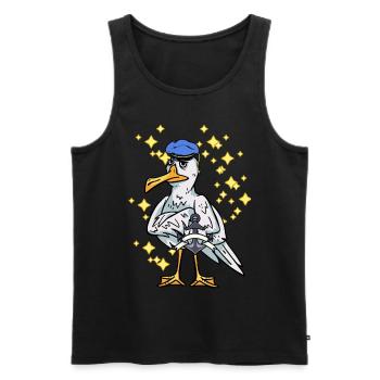Seagull Sailor Sailor Maritim Anchor Ahoi Capitaine - Débardeur bio Premium Homme - noir - Devant - Michal (187cm)
