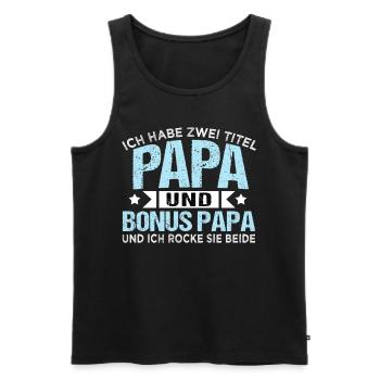Herren Ich habe zwei Titel Papa und Bonus Papa - Männer Premium Bio Tank Top - Schwarz - Vorne - Michal (187cm)