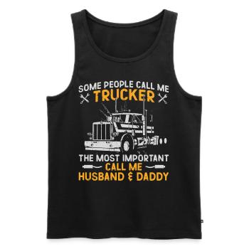 Trucker Truck Driver Dad Father - Männer Premium Bio Tank Top - Schwarz - Vorne - Michal (187cm)